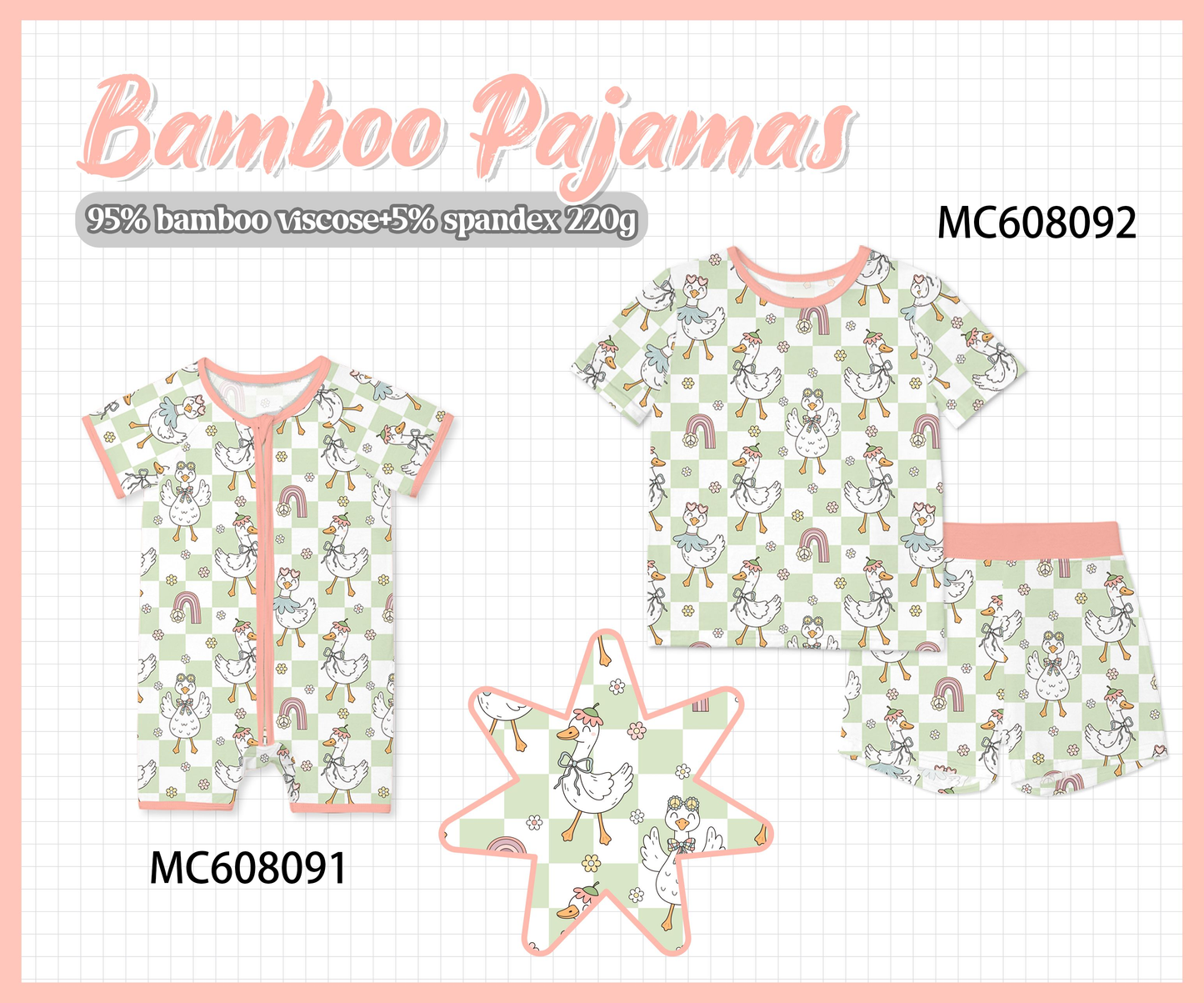 PO101 Green checkered goose bamboo collection