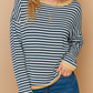 Grey Contrast Striped Sweater LT
