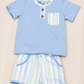 HD26 • boys blue stripe print short set
