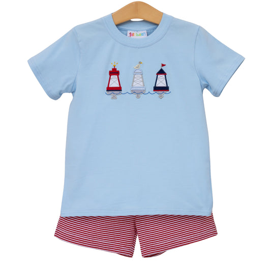 Jellybean • Boys Red, White, and Bouy Short Set.