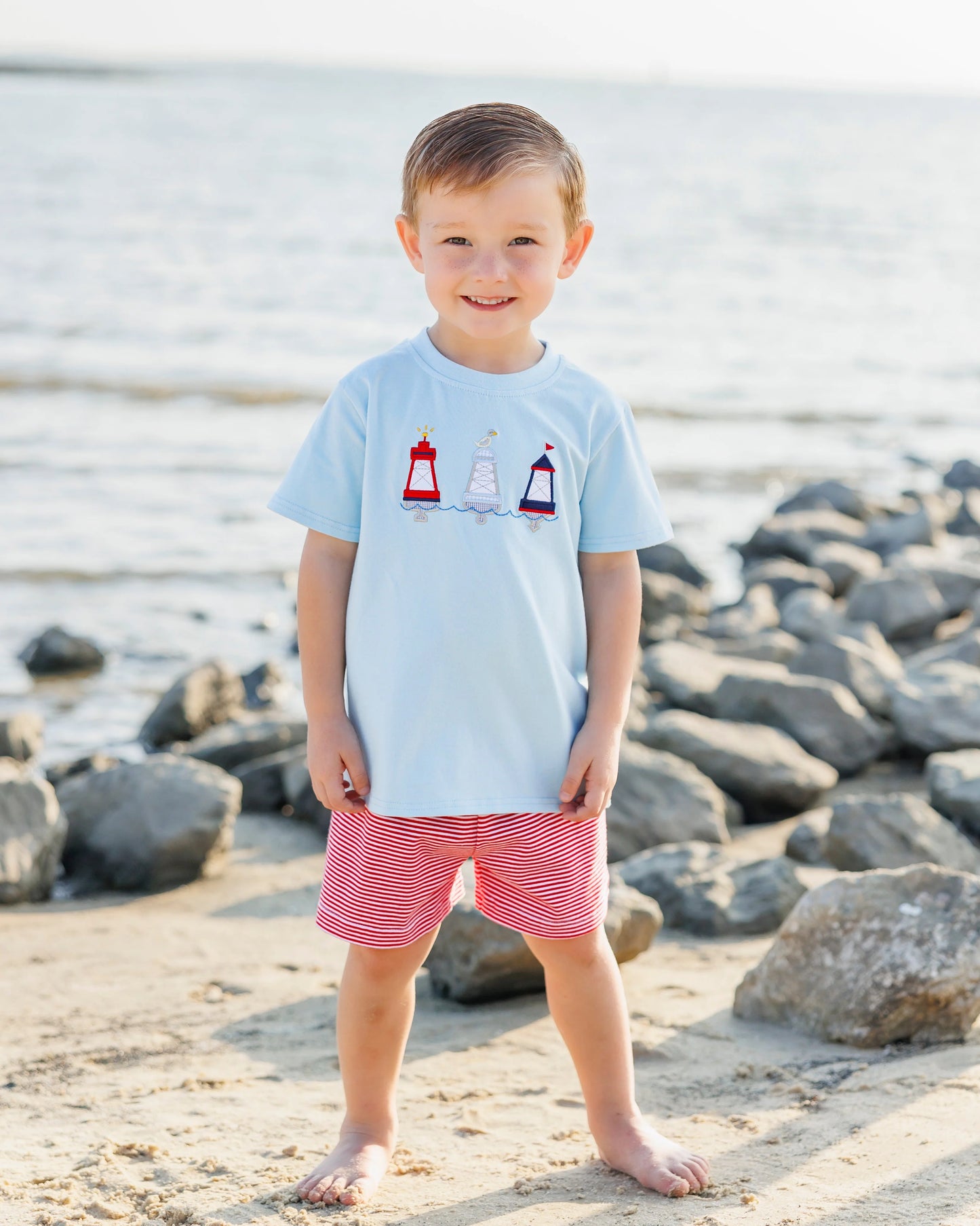 Jellybean • Boys Red, White, and Bouy Short Set.