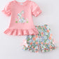 Floral Rabbit Applique Girl's Short Set