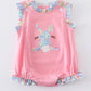 Pink Lily Print Rabbit Applique Ruffle Girl Bubble