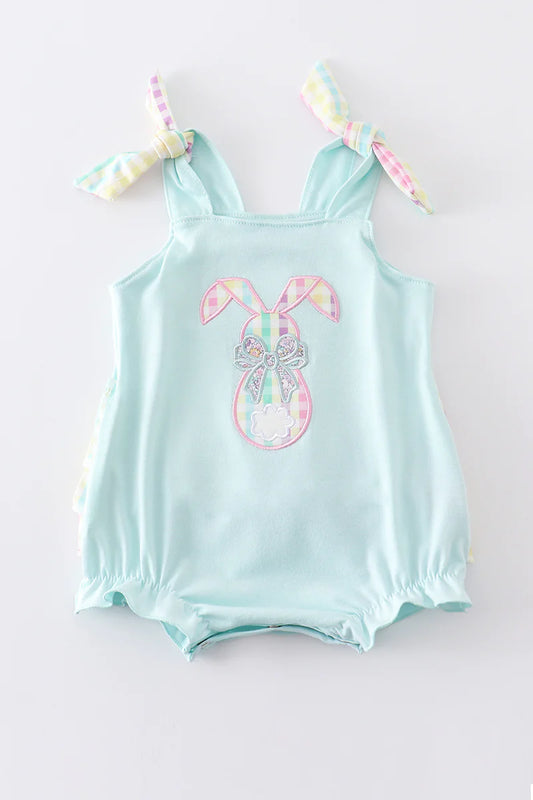 Mint Rabbit Applique Girl Bubble