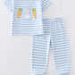 Blue Rabbit Carrot Applique Boy Pajamas Set