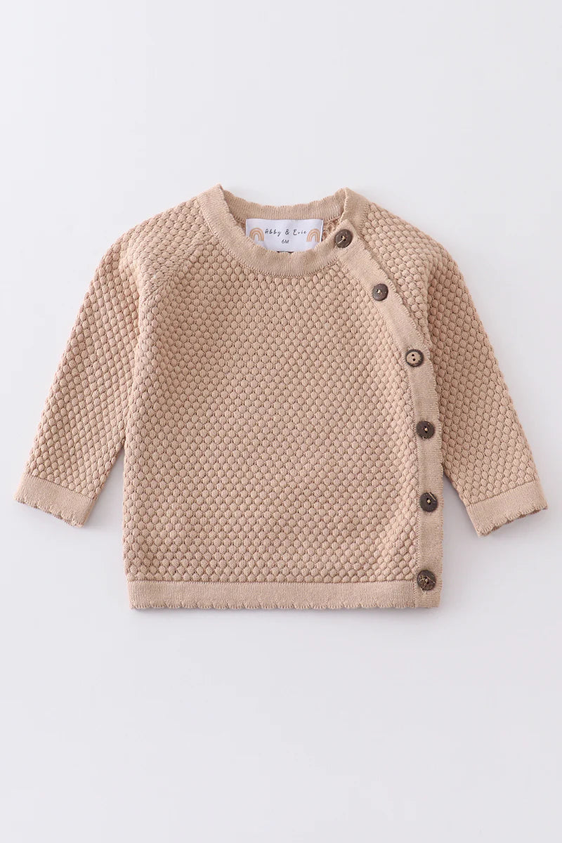 Khaki Buttons Baby Sweater