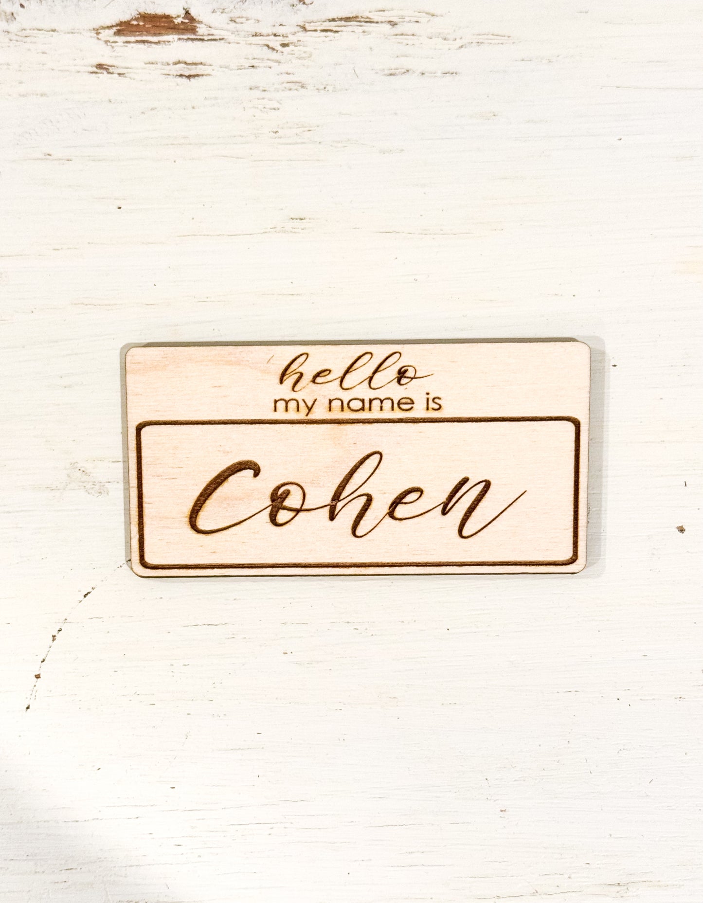 "Hello My Name Is" Nameplate Baby Sign