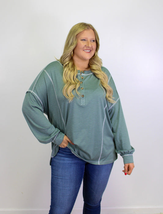 Green Plus Size Pullover LT