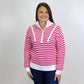 Pink Striped Zip Up Pullover RTS