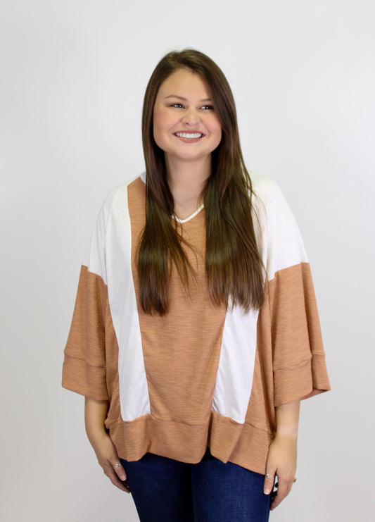 Brown Colorblock Oversized Tee RTS