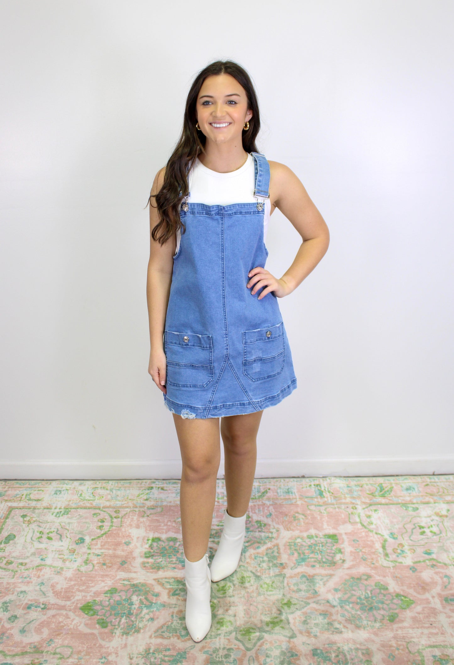 Short Denim Overall Dress LT