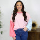 Pink Colorblock Corded Top LT