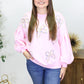 Pink Embroidered Bows Pullover LT