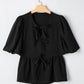 Black Bow Tie Peplum Blouse LT