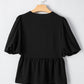 Black Bow Tie Peplum Blouse LT