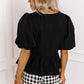 Black Bow Tie Peplum Blouse LT