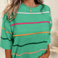 Green Colorblock Striped Sweater LT