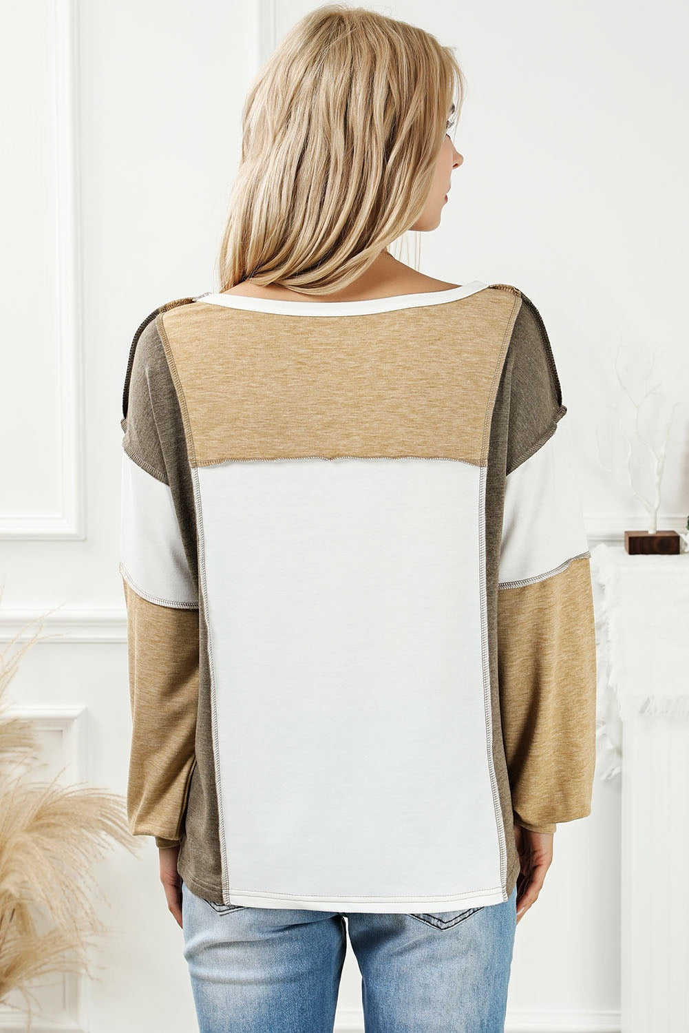 Khaki Colorblock Long Sleeve Tee LT