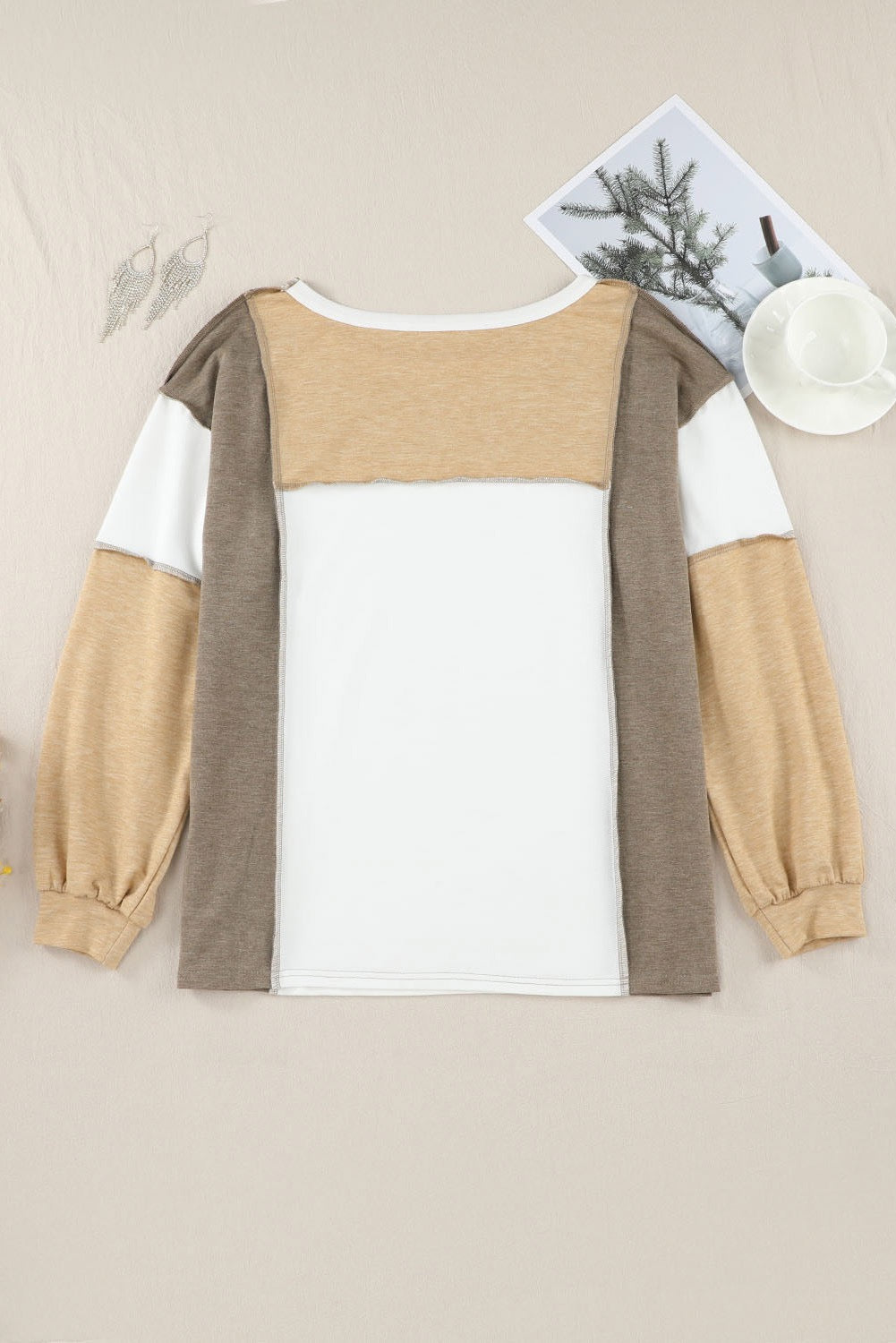 Khaki Colorblock Long Sleeve Tee LT