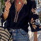 Black Floral Embroidered Blouse LT