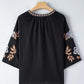 Black Floral Embroidered Blouse LT