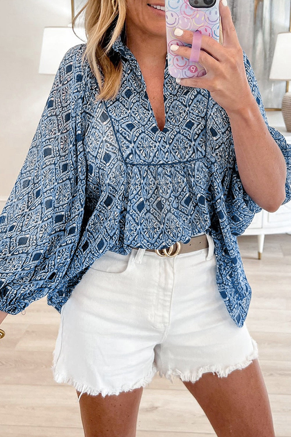 Blue Geometric Blouse LT