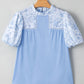 Light Blue Floral Puff Sleeve Blouse RTS