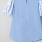 Light Blue Floral Puff Sleeve Blouse RTS