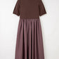 Knit Top Patchwork Pleated Dress LT