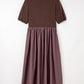 Knit Top Patchwork Pleated Dress LT