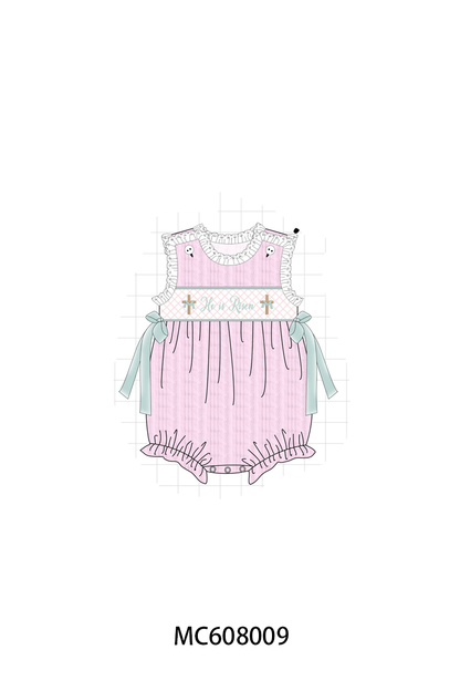 PO101 Pink&blue he is risen smocked jacquard collection