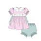 PO101 Pink&blue he is risen smocked jacquard collection