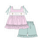 PO101 Pink&blue cross monogram smocked jacquard collection
