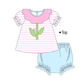 PO101 Pink stripe floral butterfly applique collection