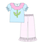PO101 Pink stripe floral butterfly applique collection