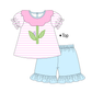PO101 Pink stripe floral butterfly applique collection