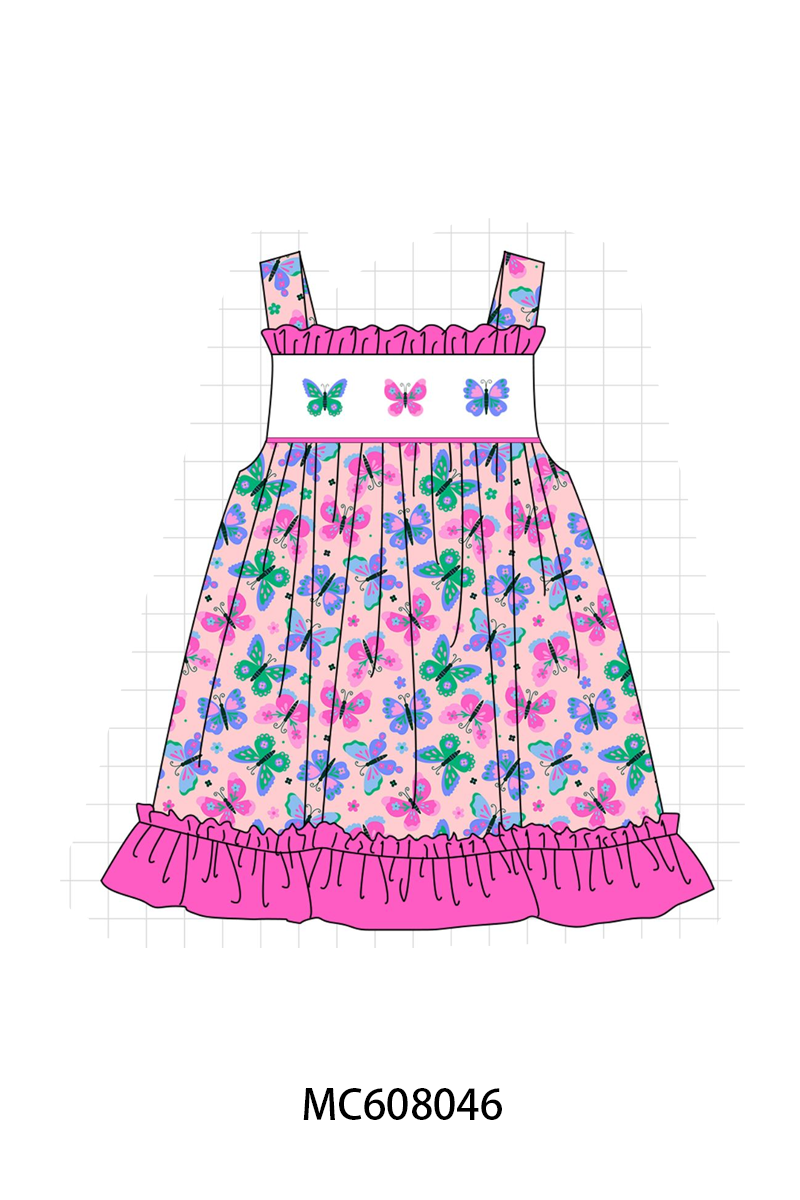 PO101 Magenta butterfly embroidery ruffle collection