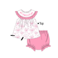 PO101 Pink bow monogram embroidery ruffle collection