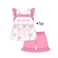PO101 Pink bow embroidery ruffle collection