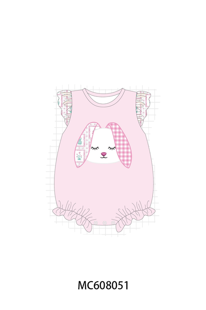 PO101 Pink easter bunny applique floral gingham collection