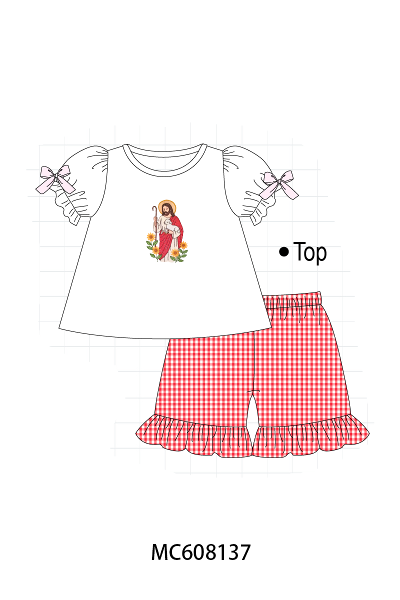 PO101 Jesus embroidery gingham collection