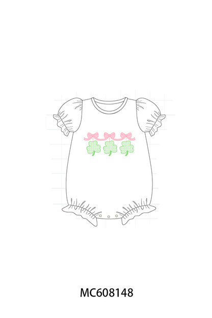 PO101 Green clover applique gingham collection