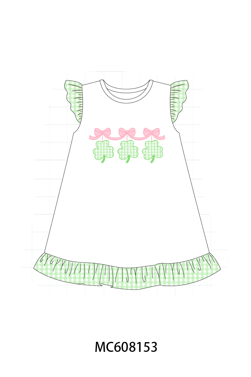 PO101 Green clover applique gingham collection