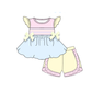 PO101 Pink color block smocked ruffle collection
