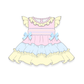 PO101 Pink color block smocked ruffle collection