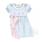 PO101 Pink&blue cross embroidery stripe collection 1