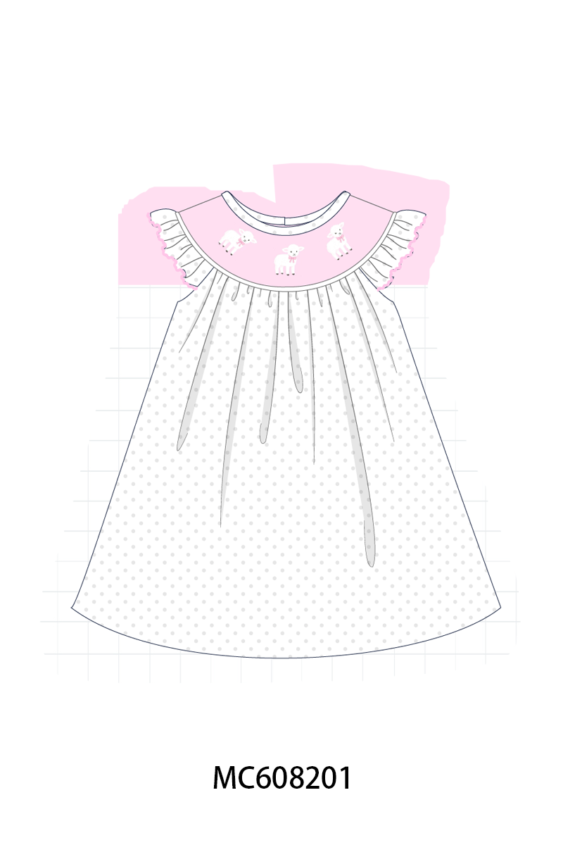 PO101 Pink&green sheep embroidery collection