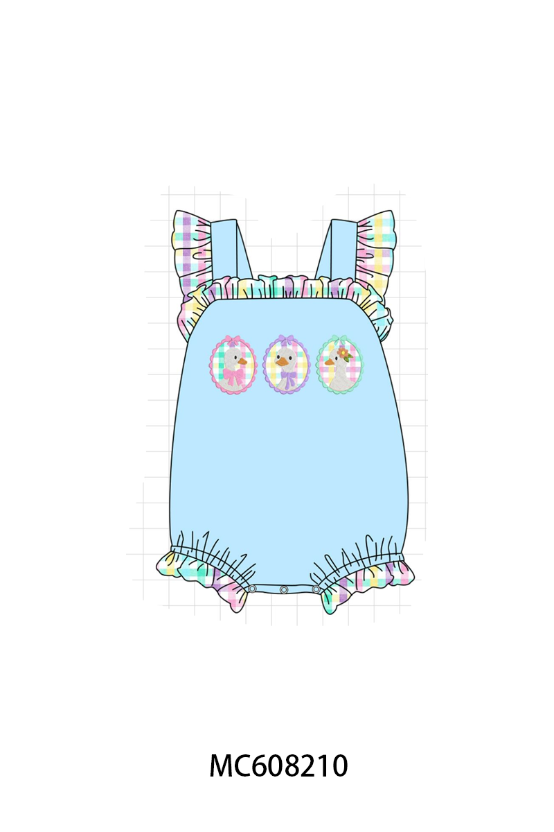 PO101 Blue goose applique gingham collection