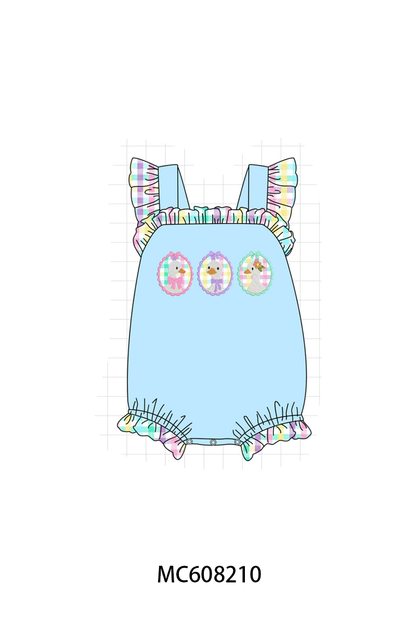 PO101 Blue goose applique gingham collection