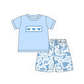 PO101 Blue camouflage whale embroidery ruffle collection